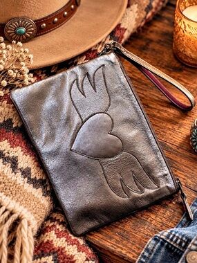 Lane boots heart with wings wristlet